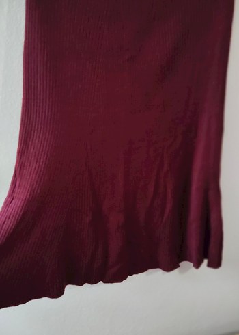 Koton S beden bordo Midi Drapeli Kadın Uzun triko etek - Görsel 6