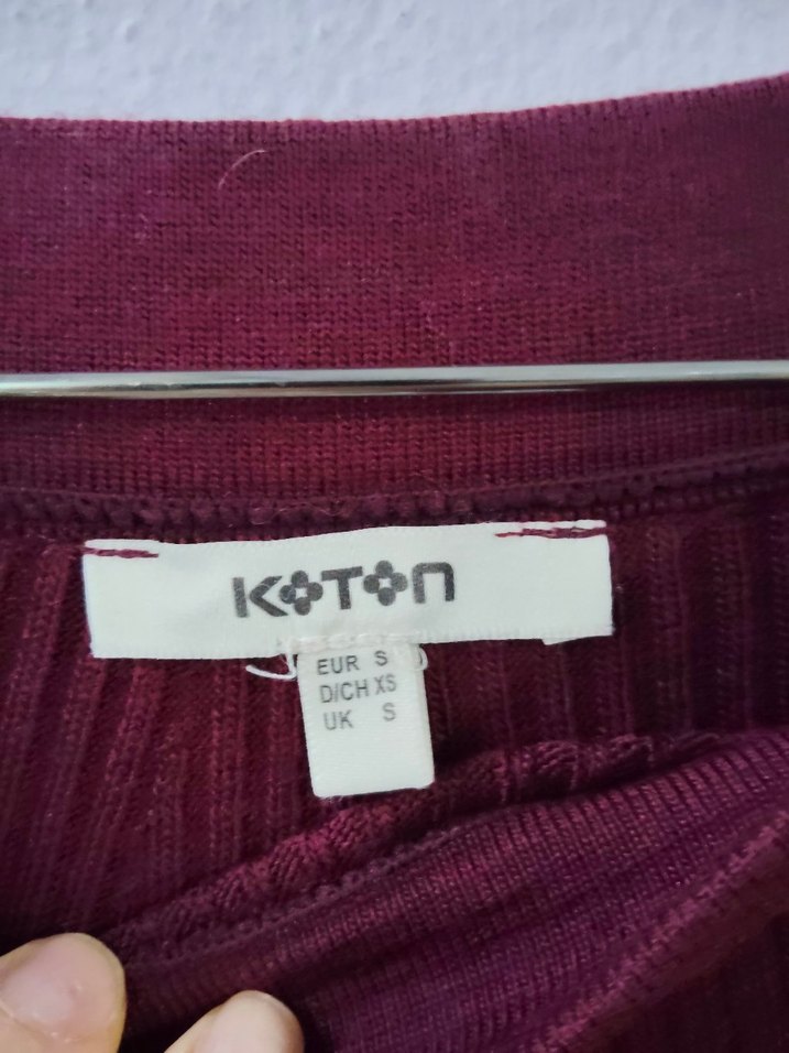 Koton S beden bordo Midi Drapeli Kadın Uzun triko etek - Görsel 5