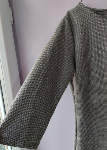 40 beden Gri Midi Uzun Kollu Elbise - Görsel 5