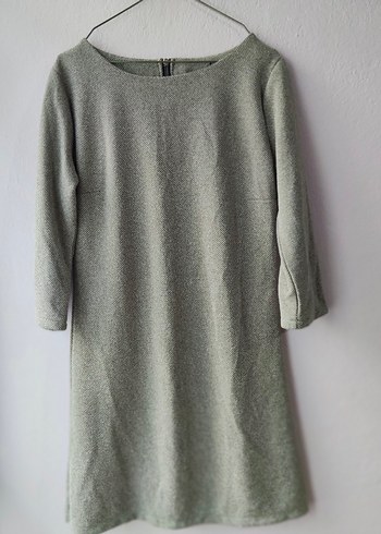 40 beden Gri Midi Uzun Kollu Elbise - Görsel 2