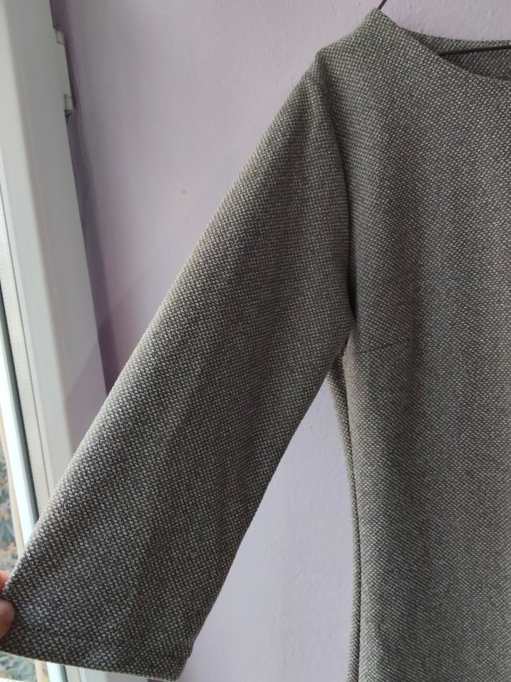 40 beden Gri Midi Uzun Kollu Elbise - Görsel 5