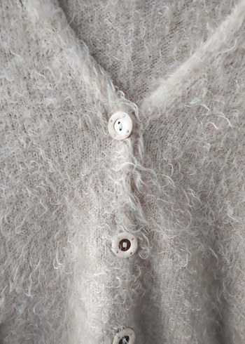 Bej V Yaka Örgü Hırka - Görsel 5