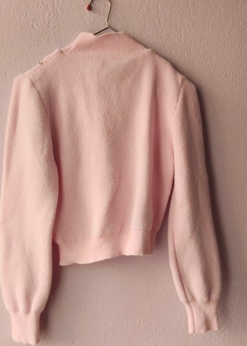 Pembe Yüksek Yaka Triko Kadın Kazak - Görsel 9