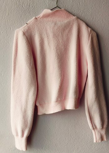 Pembe Yüksek Yaka Triko Kadın Kazak - Görsel 7