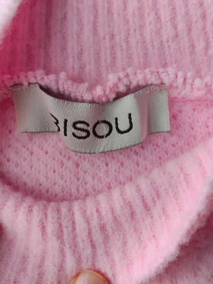 Pembe Yüksek Yaka Triko Kadın Kazak - Görsel 5