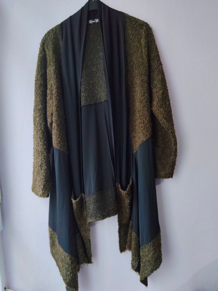 Salaş Kesim, Uzun, Drapeli Hırka - Görsel 2