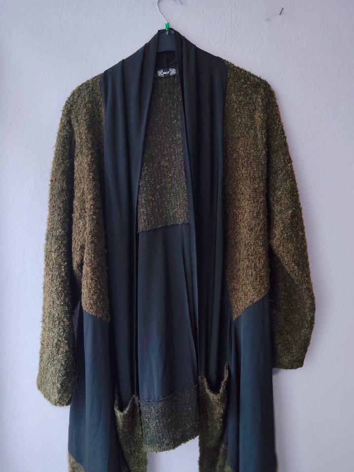 Salaş Kesim, Uzun, Drapeli Hırka - Görsel 3