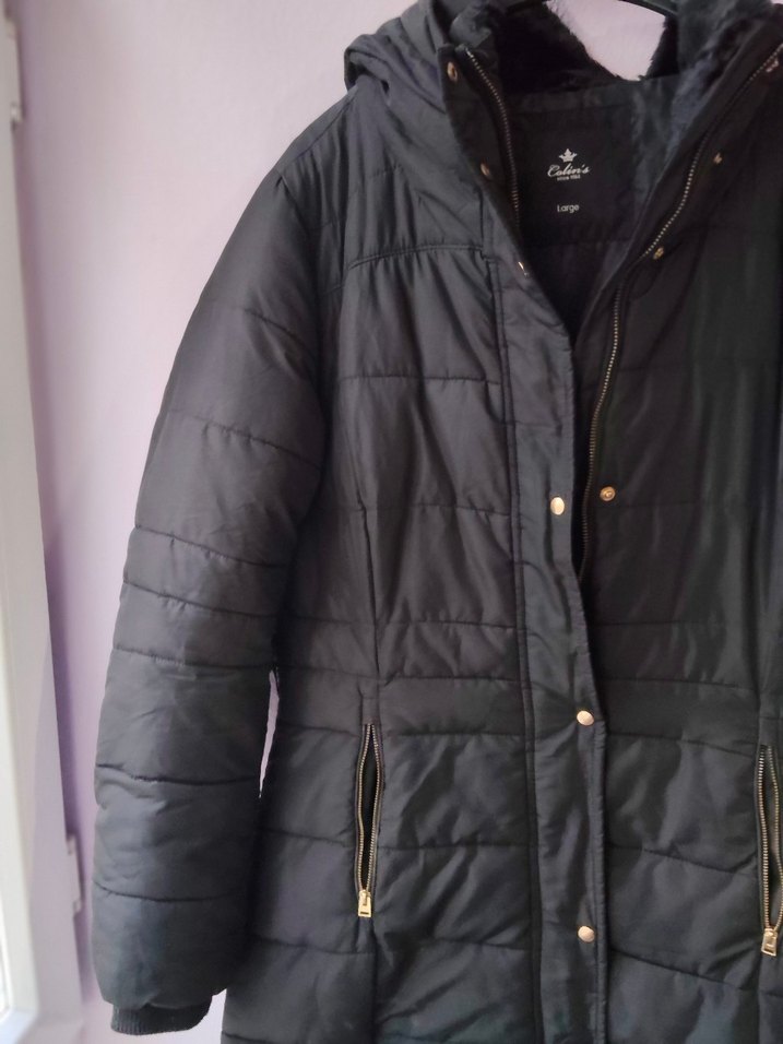 colins L beden  Siyah Uzun Kadın Kışlık Mont - Görsel 3