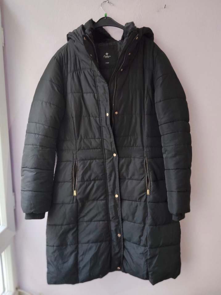 colins L beden  Siyah Uzun Kadın Kışlık Mont - Görsel 2