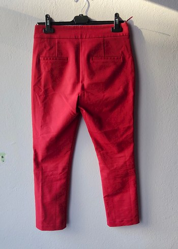 ADL s beden Kırmızı Süet Fermuarlı Kadın Pantolon - Görsel 5