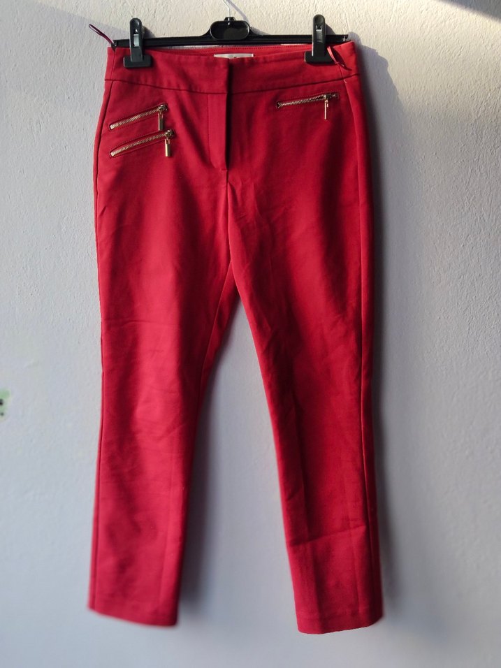 ADL s beden Kırmızı Süet Fermuarlı Kadın Pantolon - Görsel 2