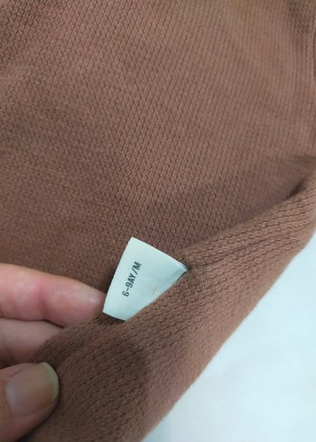 9 Ay Beden kahverengi Renk Kahverengi ve lacivert kısa Kollu Bebek Body