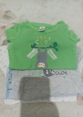 Gri Nakışlı Kısa Kollu Bebek Body erkek bebek zibin - Görsel 5