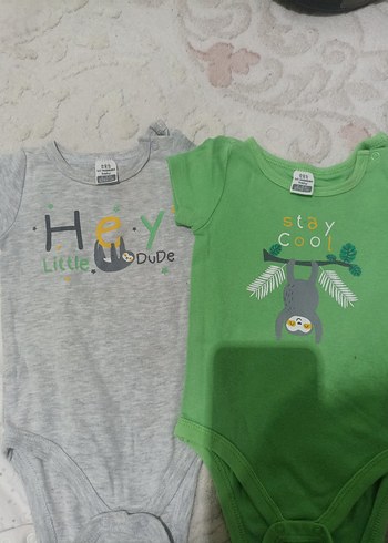 Gri Nakışlı Kısa Kollu Bebek Body erkek bebek zibin - Görsel 6