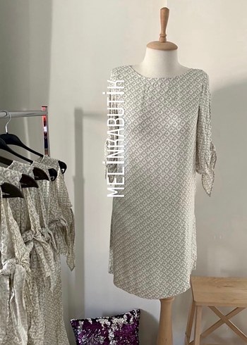 Bej Bohem Elbise - Görsel 6