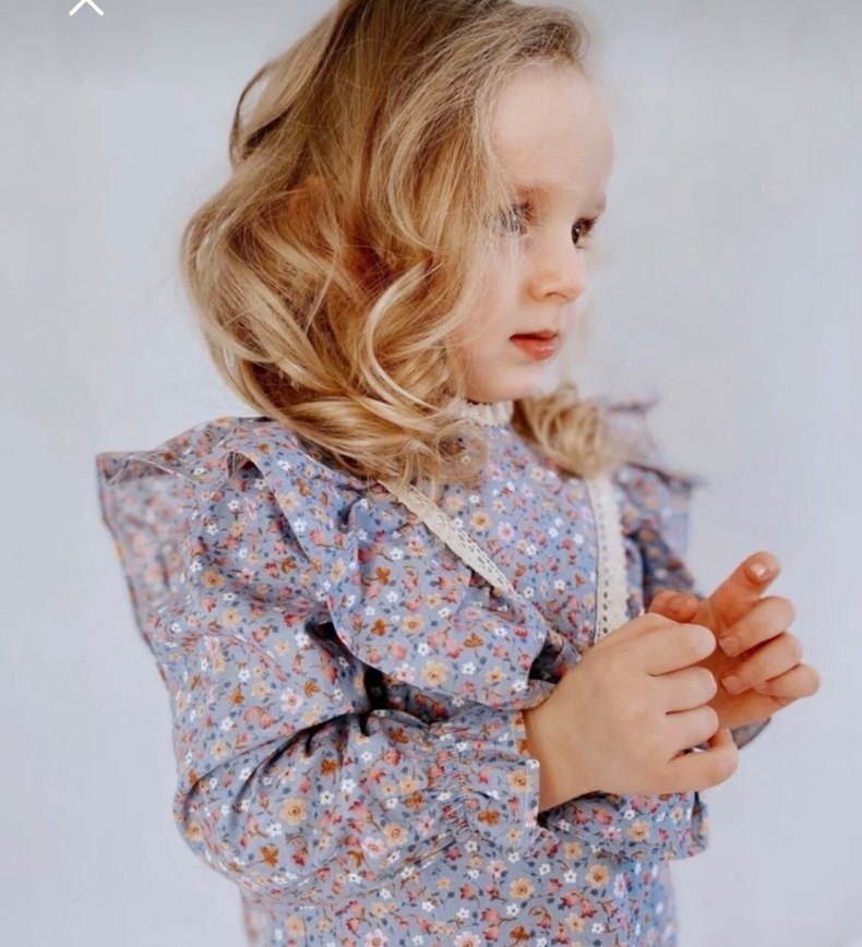 Kız Çocuk Mor Mavi Pamuklu Fırfırlı Elbise - Görsel 2