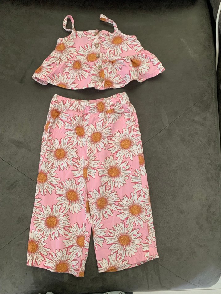 Papatya Desenli Pembe Bebek Kız Takım - Görsel 3