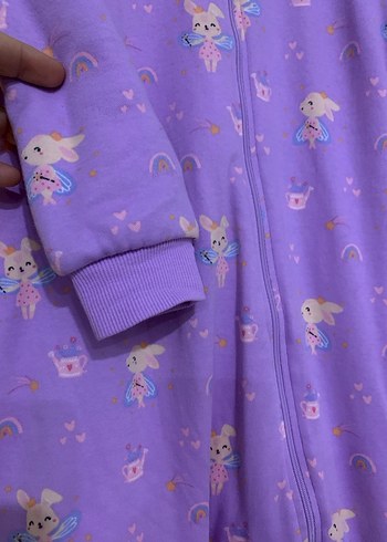 Hello Baby Kız Çocuk Mor Fermuarlı Tulum Pijama - Görsel 3