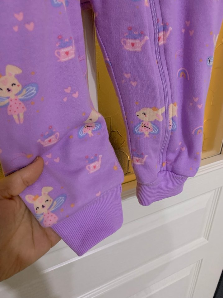 Hello Baby Kız Çocuk Mor Fermuarlı Tulum Pijama - Görsel 4