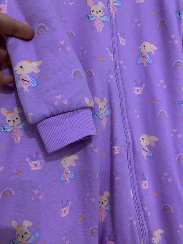 Hello Baby Kız Çocuk Mor Fermuarlı Tulum Pijama - Görsel 3