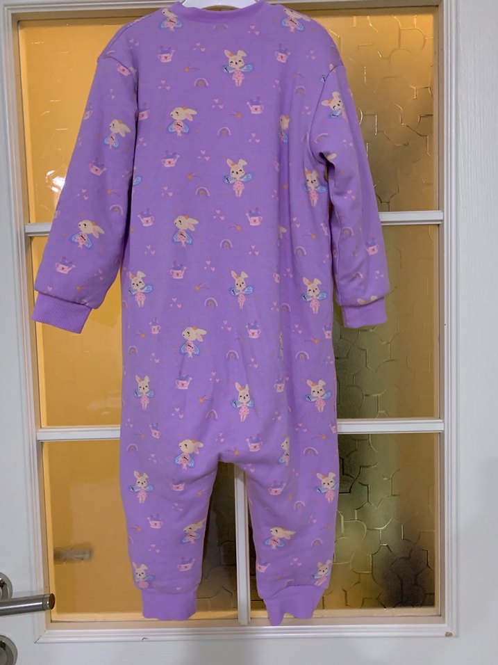 Hello Baby Kız Çocuk Mor Fermuarlı Tulum Pijama - Görsel 2