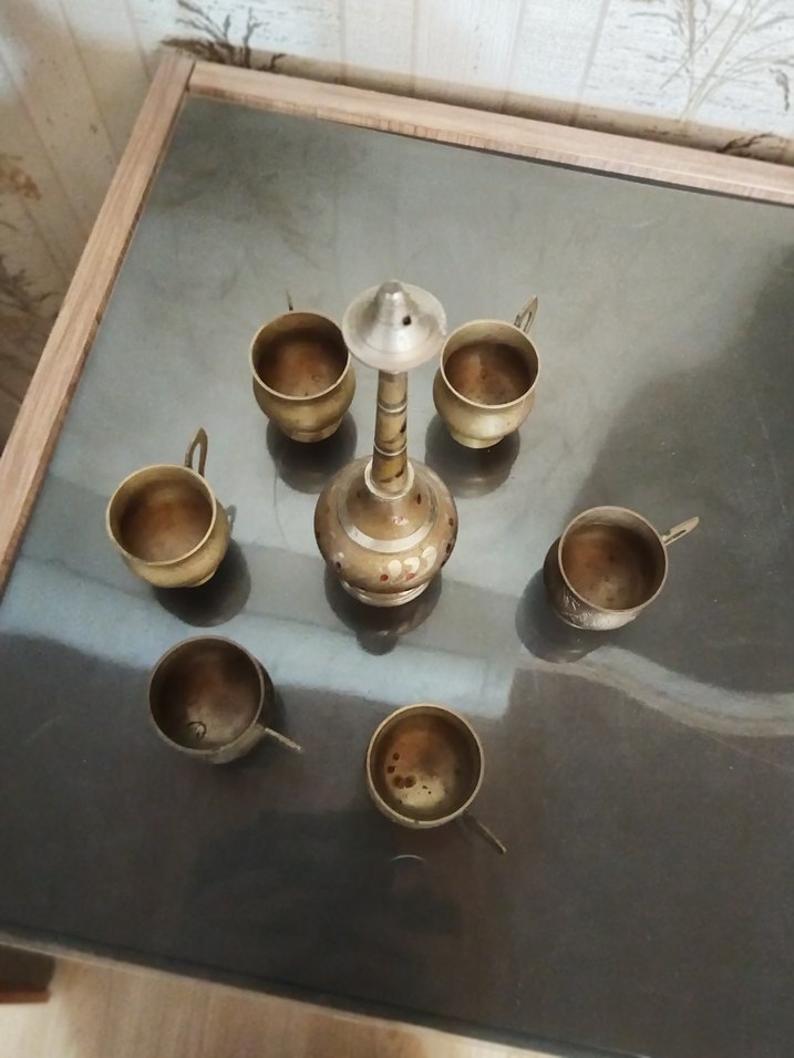 Antika Bakır Güldanlık ve zemzem bardağı - Görsel 3