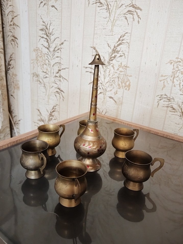 Antika Bakır Güldanlık ve zemzem bardağı - Görsel 2