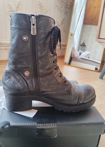 Kemal Tanca Kadın Siyah Deri Yüksek Topuklu Goth Bot - Görsel 8