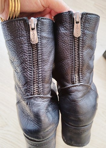 Kemal Tanca Kadın Siyah Deri Yüksek Topuklu Goth Bot - Görsel 7