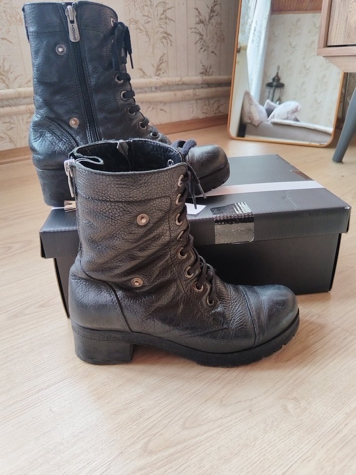 Kemal Tanca Kadın Siyah Deri Yüksek Topuklu Goth Bot - Görsel 4