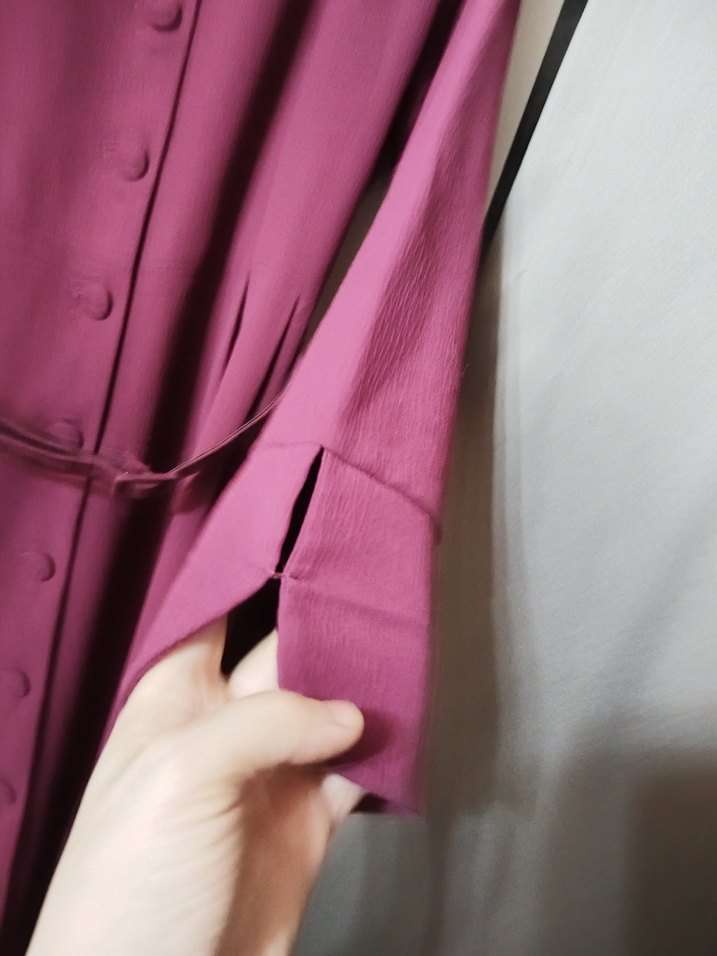 Bordo Uzun Düğmeli Kadın Dış giyim - Görsel 2