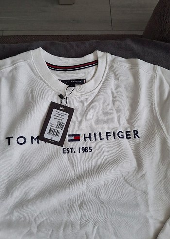 orjinal Tommy Hilfiger  M beden beyaz sweatshirt - Görsel 7
