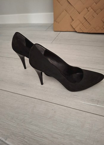 38 Beden Siyah Süet Stiletto Topuklu Kadın Ayakkabı