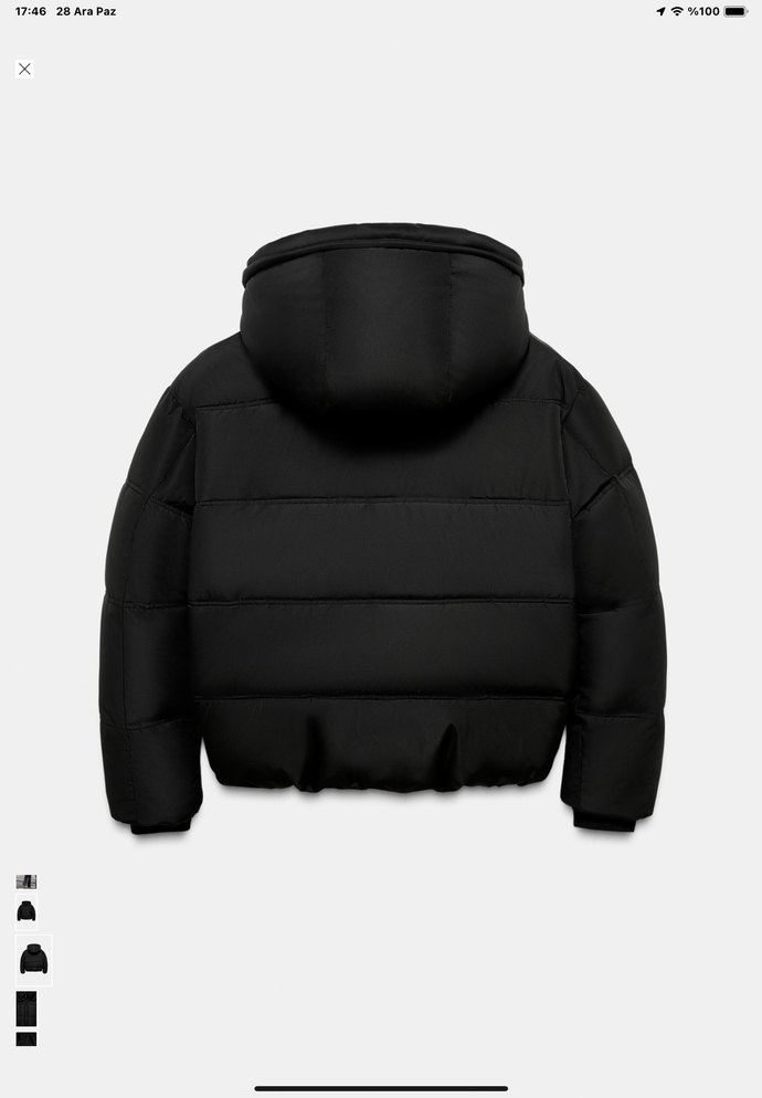 Zara Siyah Kapüşonlu Kadın  Mont - Görsel 2