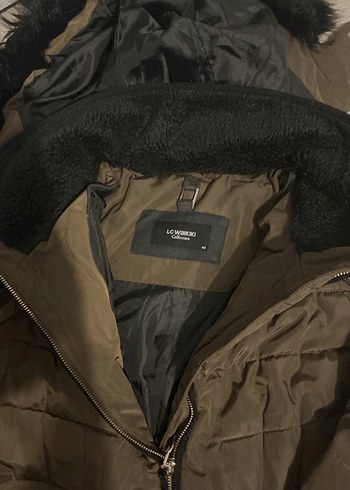 Haki Kürklü Kadın Uzun Kış Montu - Görsel 4