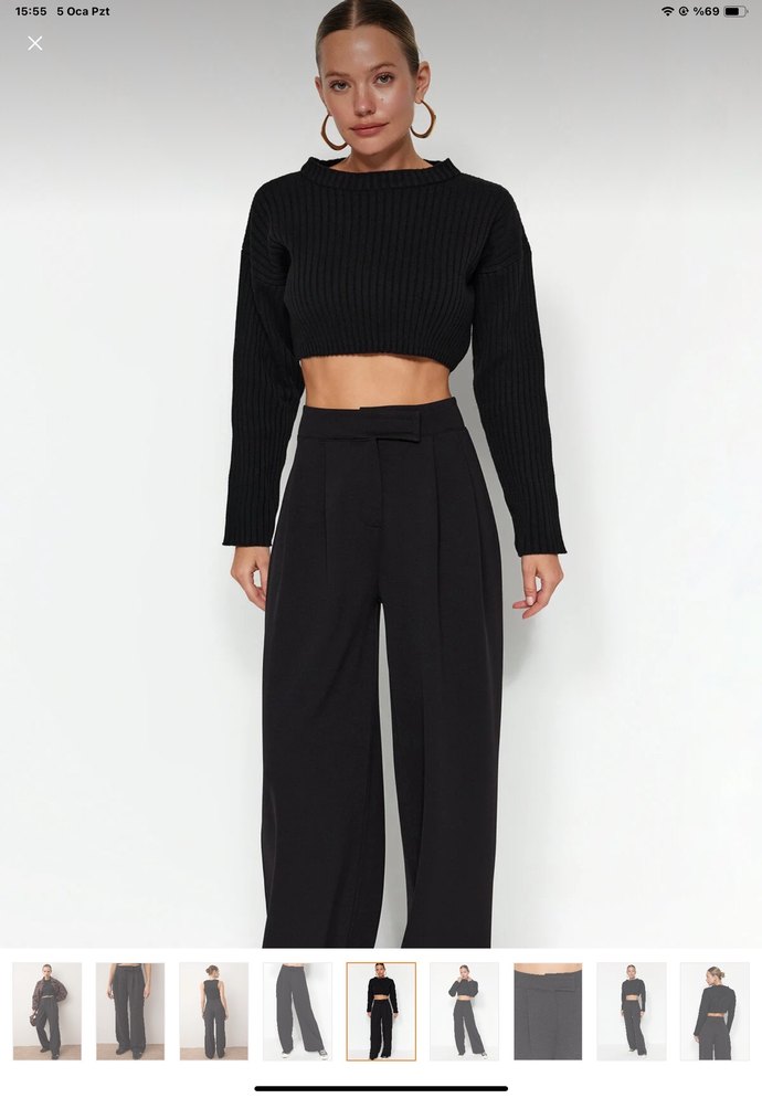 Siyah Palazzo Pantolon - Görsel 2