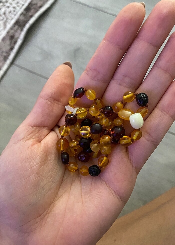 Doğal Kehribar Bebek Kolye - Görsel 3