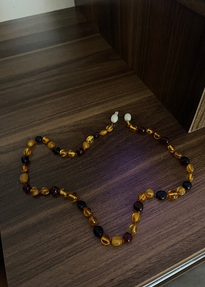 Doğal Kehribar Bebek Kolye - Görsel 2