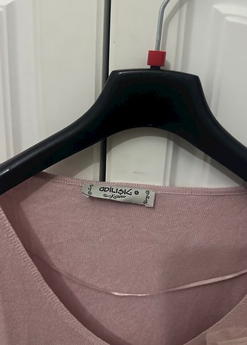 Pembe V Yaka Triko Kadın Kazak - Görsel 3