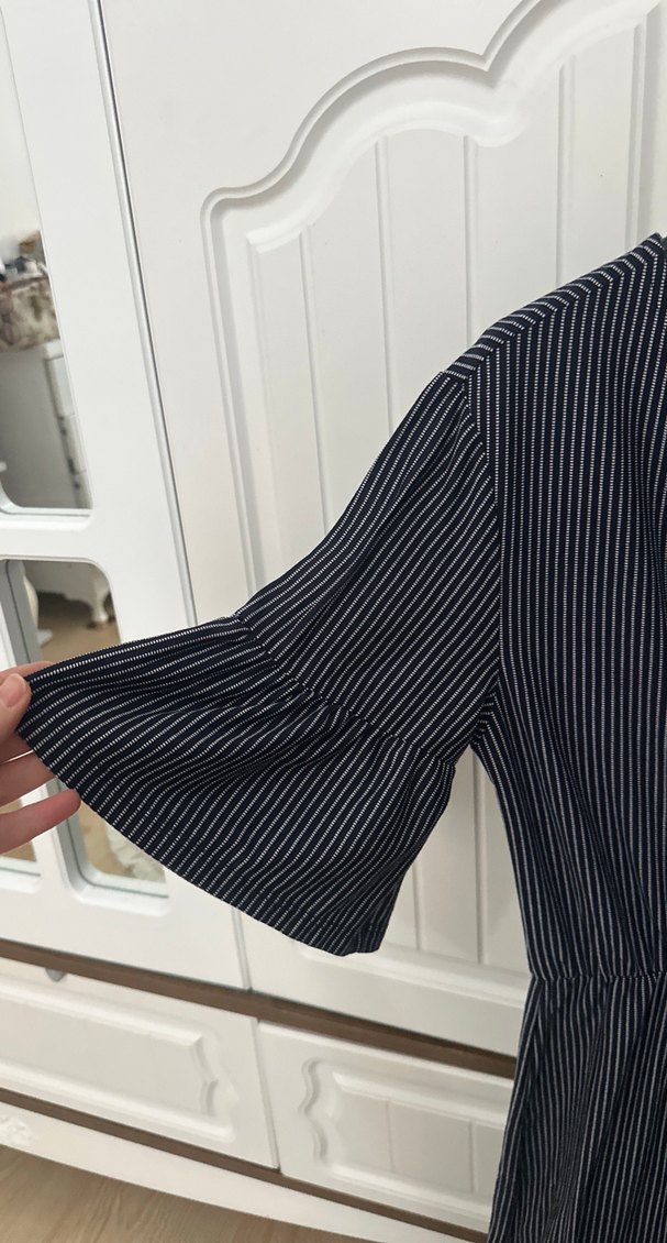 Gri Çizgili Piliseli Kadın Tulum - Görsel 2