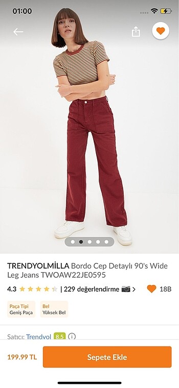 Trendyol wideleg jean