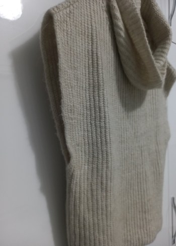 Bej Boğazlı Kolsuz Örgü Kadın suveter s beden - Görsel 3