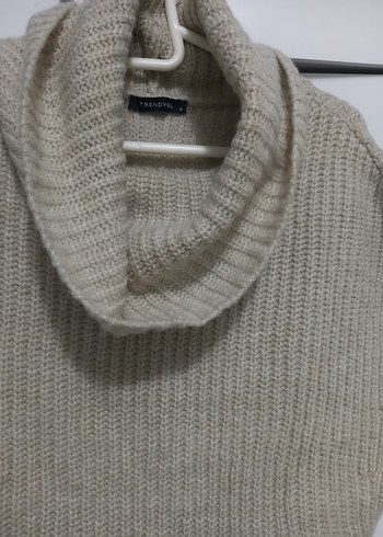 Bej Boğazlı Kolsuz Örgü Kadın suveter s beden - Görsel 2