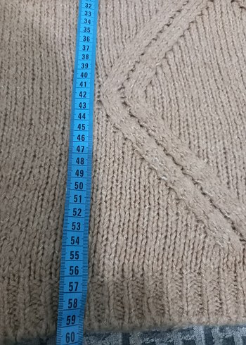 Bej Yüksek Yakalı Örgü Kadın Kazak m beden - Görsel 6