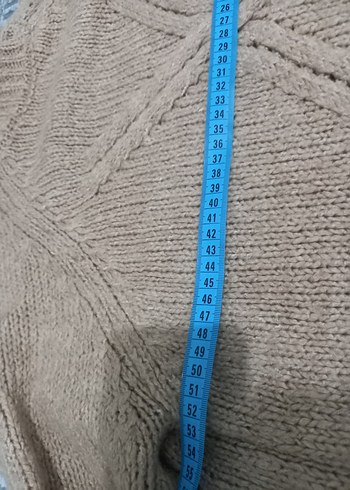 Bej Yüksek Yakalı Örgü Kadın Kazak m beden - Görsel 5