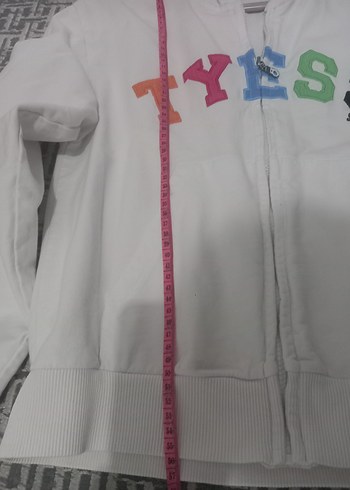 Renkli Nakışlı Beyaz Fermuarlı Sweatshirt 14 yas - Görsel 6