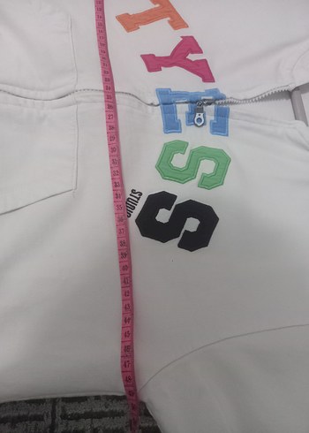 Renkli Nakışlı Beyaz Fermuarlı Sweatshirt 14 yas - Görsel 7