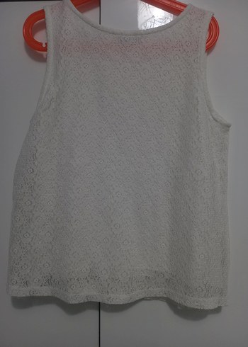 Dantel Detaylı Beyaz Kolsuz Bluz 11 12 yas lcw marka - Görsel 3