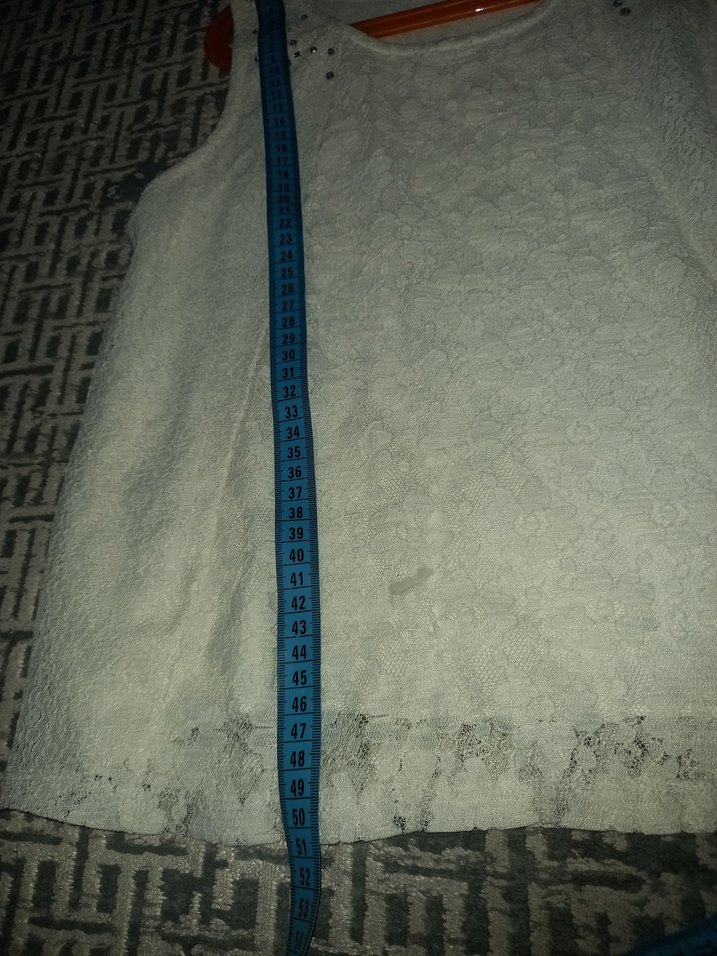 Dantel Detaylı Beyaz Kolsuz Bluz 11 12 yas lcw marka - Görsel 4