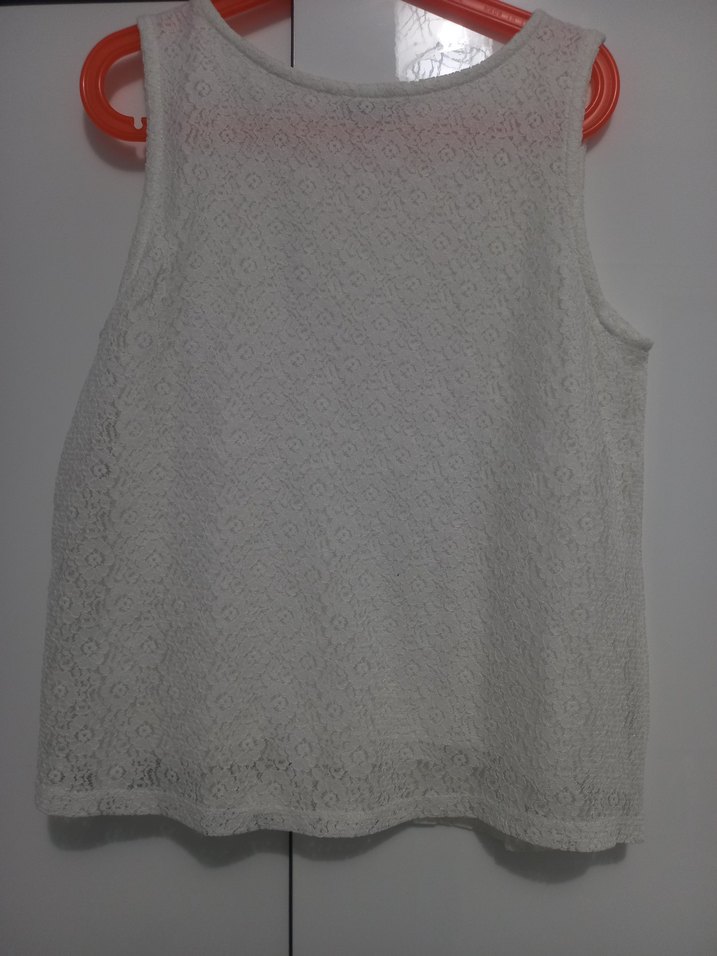 Dantel Detaylı Beyaz Kolsuz Bluz 11 12 yas lcw marka - Görsel 3